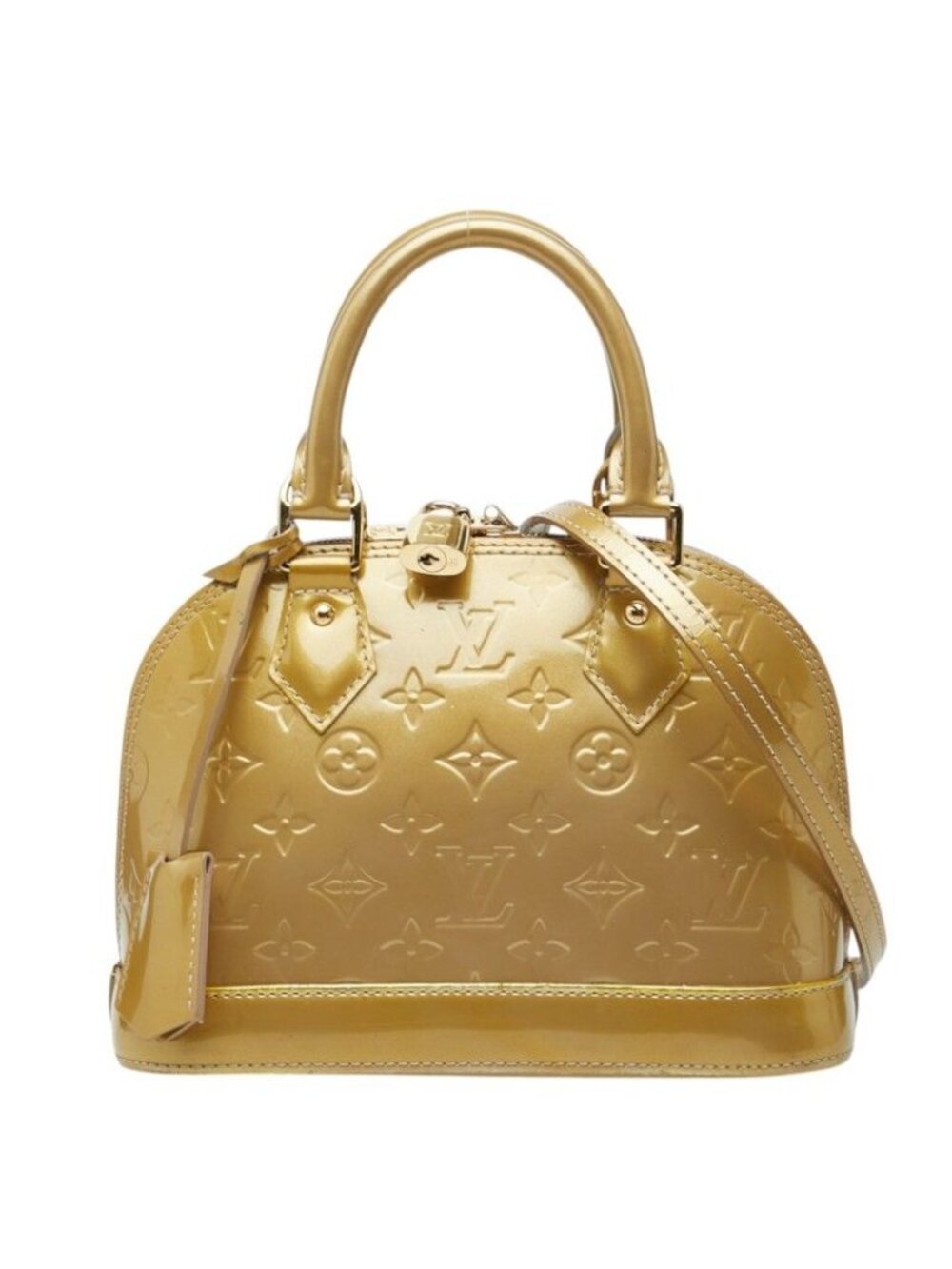 Louis Vuitton Monogram Vernis Alma BB 2-Way Shoulder Bag Beige Poodle Gold